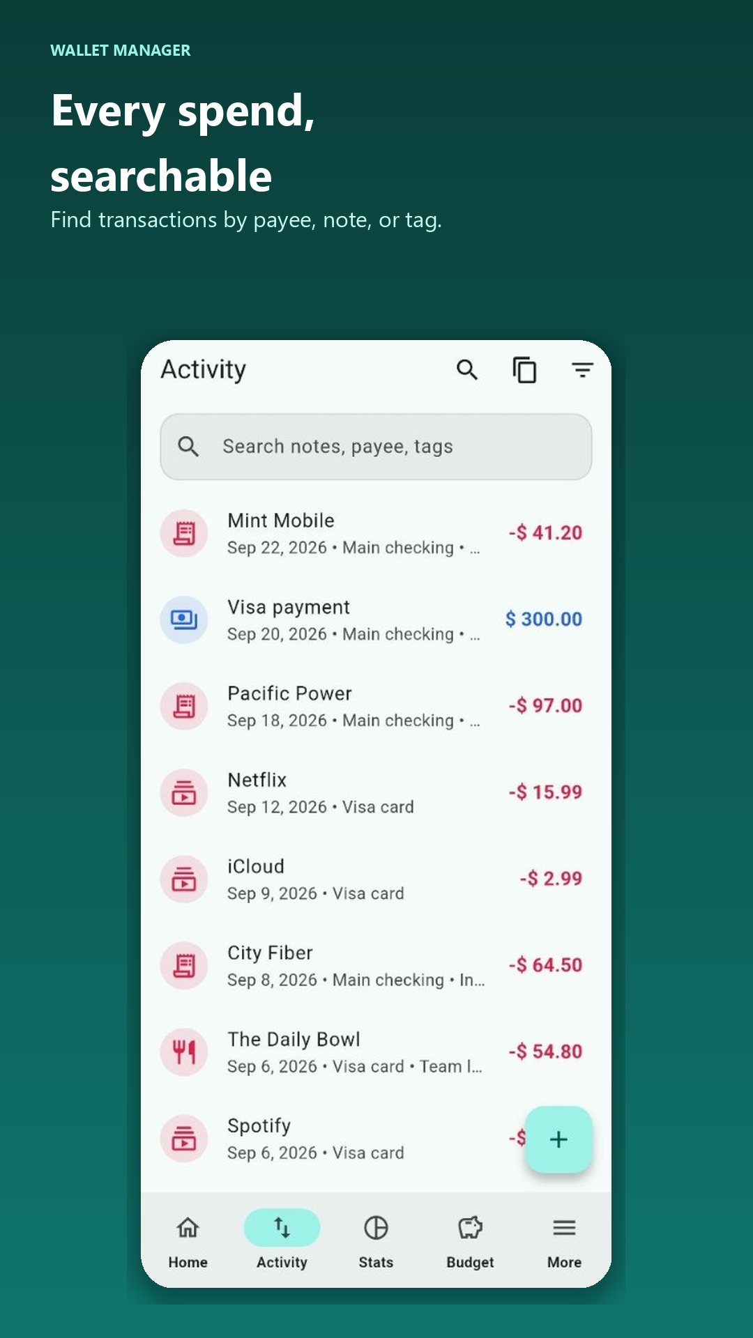 Searchable transactions